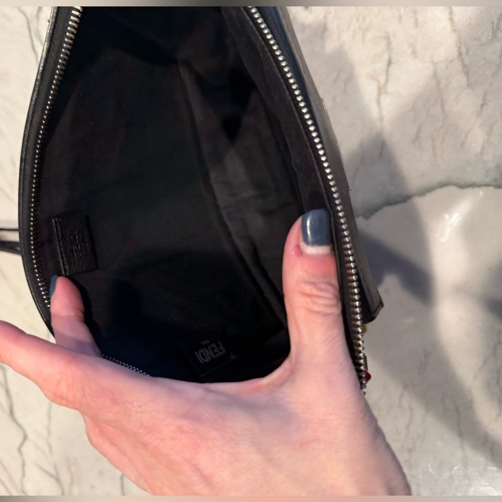 Fendi Vitello Dolce Studded Mini 2Jours Pouch Navy Multicolor Crossbody Clutch - Picture 15 of 16